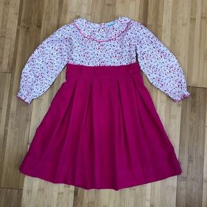 Smockingbird pink floral corduroy long sleeve girl’s dress size 5
